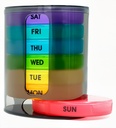 Organizador semanal de píldoras (Dos veces-A-Day), Caja de píldoras portátil de 7 días con salidas de AM/PM fijas para píldoras, vitamina, aceite de pescado, suplementos, arco iris
