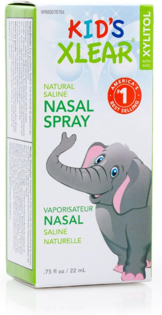 Xlear Natural Xylitol Saline Nasal Spray for Kids - Daily Decongestant, Nose Moisturizer, 0.75 fl oz (Pack of 1)