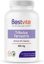 BESTVITE Tribulus Terrestris 850mg per Capsule (240 Vegetarian Capsules) - Standardized Extract - Min 45% Saponins - No Stearates - No Silicon Dioxide - No Fillers - Vegan - Non GMO - Gluten Free