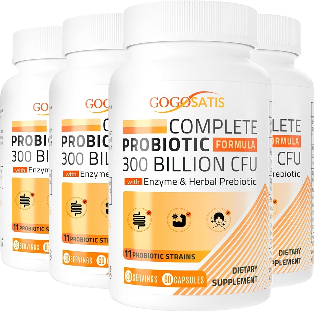 Probióticos para Mujeres &amp; Hombres, 300 millones de millones de francos CFU 11 Strains + Enzimas vegetales orgánicos " , Probiótico para Salud Digestiva, Gas " Bloating, Immune, Gut Health for Women " Men, Estante Stable, 240 Caps
