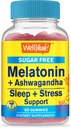 WellSí Melatonin (2mg) con Ashwagandha (850mg) Gummies gratis de azúcar - Suplemento de ayuda para dormir y estrés - con manzanilla, limón, lavanda y valeriana - sabor natural - 60 conde