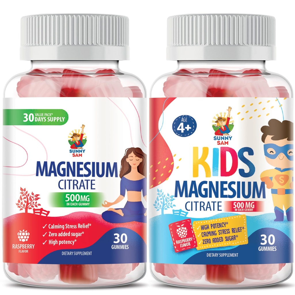 Magnesium Gummies for Kids - 500mg and Magnesium Gummies for Adults - 500mg .Calm Magnesium Chews - Magnesium Citrate Chewable Supplement for Mood & Muscle Support