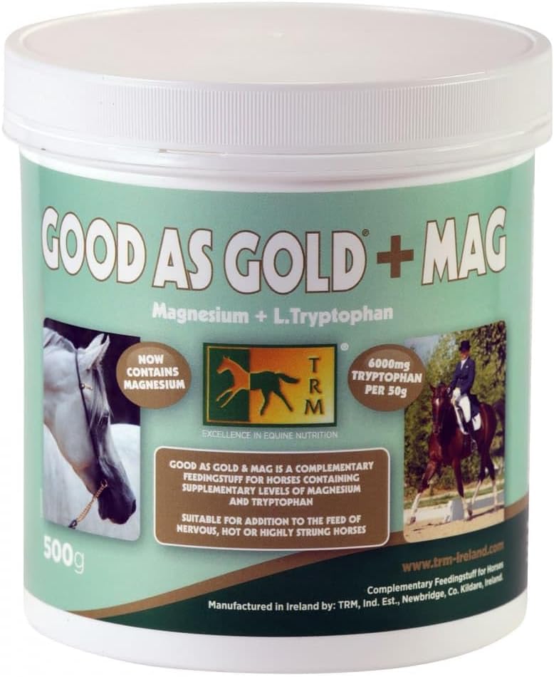 TRM Good as Gold + MAG Calming Horse Supplement for Relaxation and Focus TENIDO Tryptophan + Magnesium - 1.1 lb (500g) - 1.1 lb