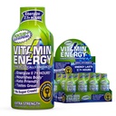 Vitamin Energy Focus+ Extra Strength Energy Shot Blue Raspberry 12 Pack, 260mg Natural Caffeine, B-Vitamins, CoQ10, Amino Acids, Focus, Productivity & Clarity, Zero Sugar, Gluten-Free, 1.93 fl oz