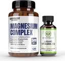 Complejo de Magnesio con 5 mejores formas " Vitamina Líquida D3 5000 U U Bundle - 4 meses de suministro de 500 mg Magnesium Glycinate, Oxide, Taurate, Chelate, Magnesium Citrate - Sleep &amp; Immune Support