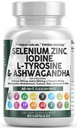Clean Nutra Selenium 300mcg Iodine 500mcg Thyroid Support for Women & Men | L Tyrosine 500mg Ashwagandha Supplement Bladderwrack, Turmeric, Kelp, Schisandra Zinc Pills Capsule Supplements