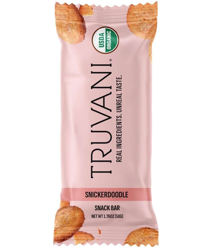 Truvani Plant Based Snack Bars ← Snickerdoodle 1 Pack ← 5g Protein ← USDA Orgánica y Vegan Silencio El Único Bar TENIDO Dairy, Soy y Gluten Gratis