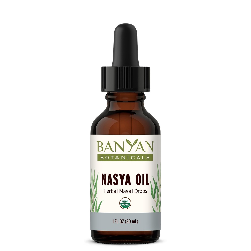 Botánicos de Banyan Nasya Oil – Caídas de Nasal de Hierba Orgánica para Respiración Clara – Limpiador de Nasal Ayurvédico y Moisturizador de nariz* – Una onza Fluida – Orgánica certificada, No OGM, Química Libre