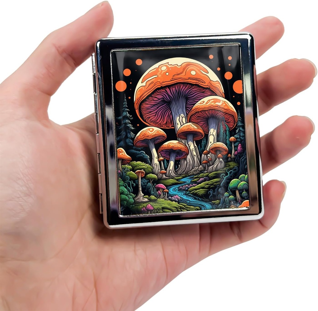 8-Compartment Pill Box Organizer Portable and Stylish Medicine Case, Versatile Storage for Medication - Ideal Travel Accessory & Unique Gift Idea (Enchanted Mushroom Forest)