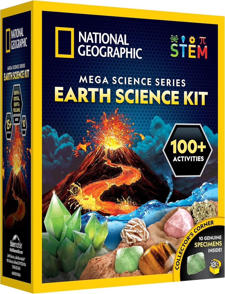 National Geographic STEM Science Kit - 15+ Experimentos, Crystal Growing, Kit Volcán, Dig Kits &amp; Gemstones para niños - Exclusivo