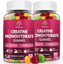 Creatine Monohydrate Gummies - 5g for Men & Women, 160 Count and Creatine Chewable Supplements for Muscle Gain, Muscle Strength, Energy Boost, and Muscle Builder, Sugar Free, Vegan