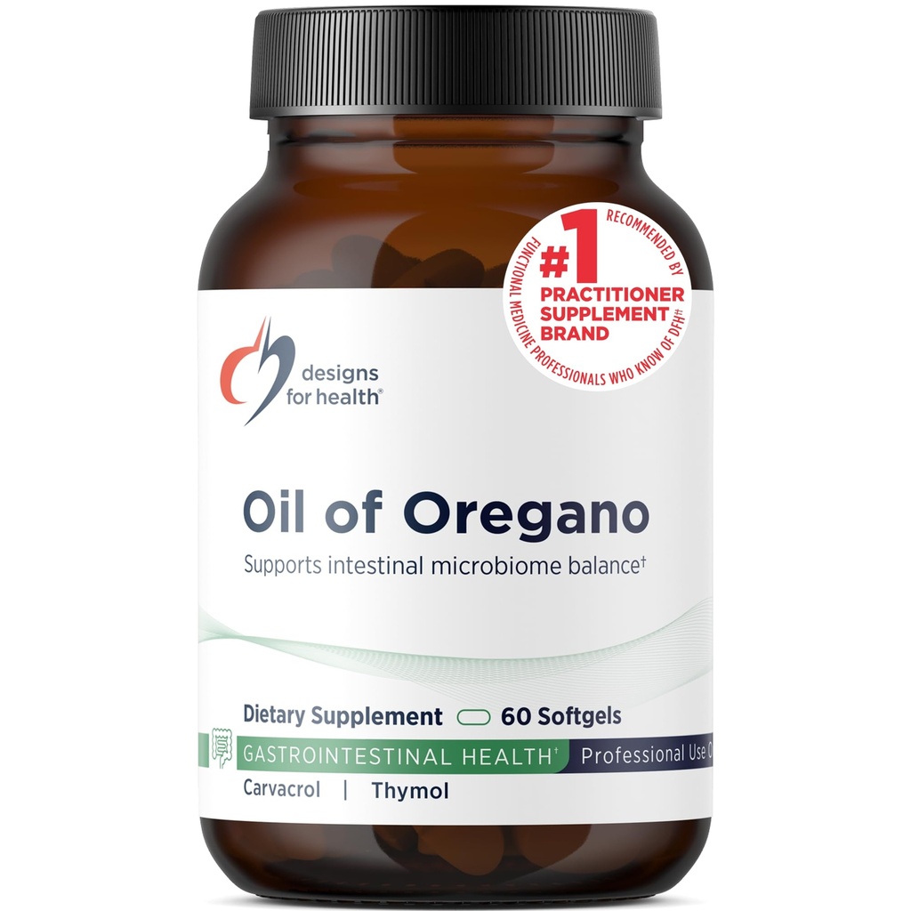 Designs for Health Oil of Oregano - Oregano Oil Capsules with Highly Concentrated Carvacrol - Supports Intestinal Cleansing - Oregano Oil Pills for GI Support (60 Softgels)