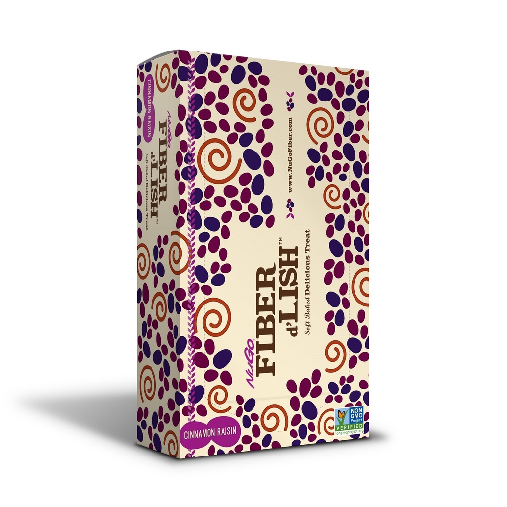 NuGO Fiber d'Lish Cinnamon Raisin, 12g High Fiber, Vegan, 150 Calories, 1.6 Ounce , 16 Conde(Pack of 1)