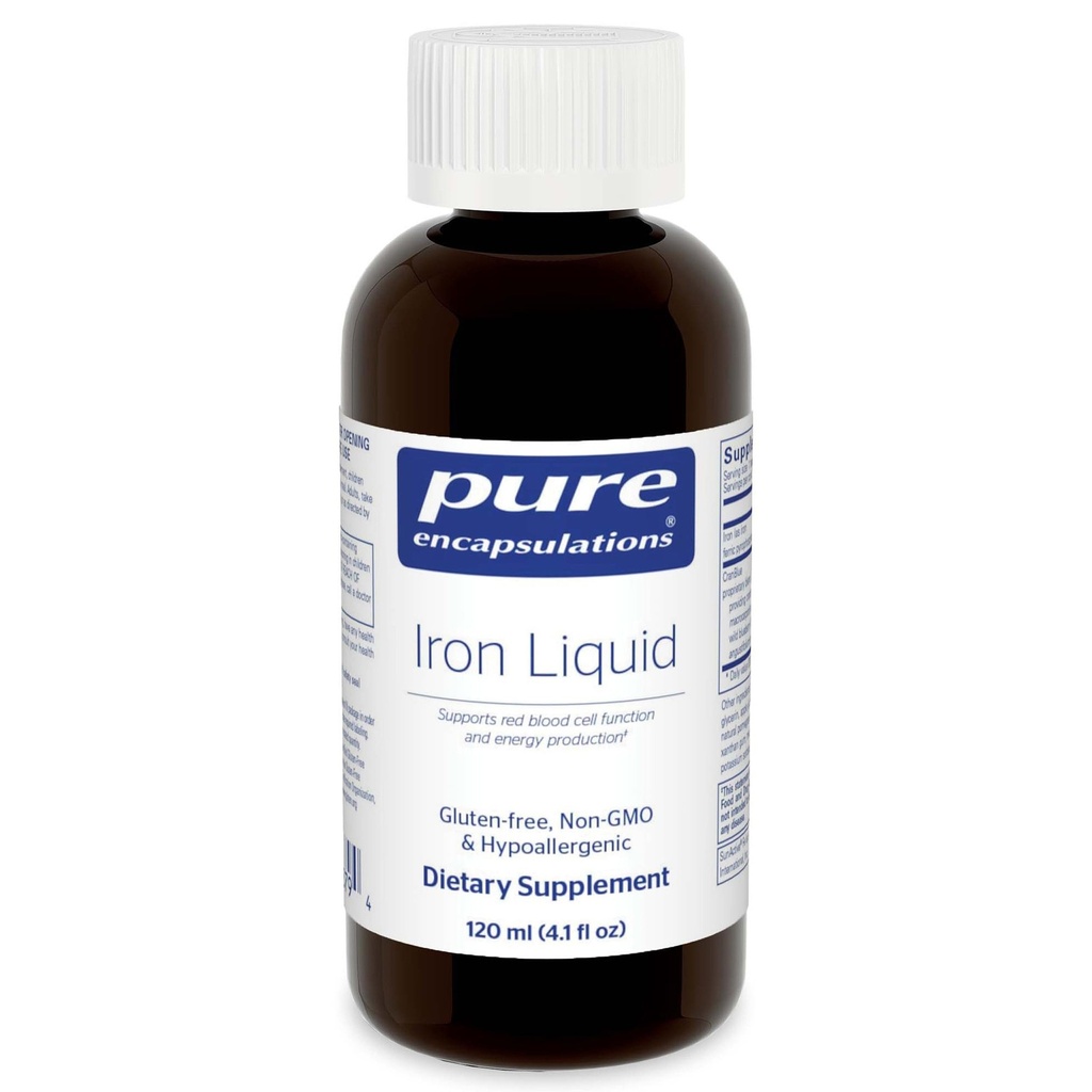 Encapsulaciones puras Hierro Líquido Silencioso Suplemento hipoalergénico Soporta Hemoglobina y Función de Mioglobina Silencioso 4.1 fl. oz.