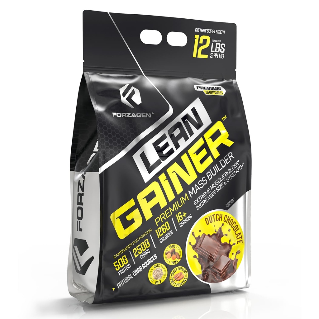 Forzagen Lean Gainer Premium Mass Builder ← Mass Gainer Protein Powder para Hombres " Las mujeres sufren High Calorie Protein, Weight Gain, Bulk, Muscle Building Supplement ← Dutch Chocolate, 12 lbs. (16+ Servings)