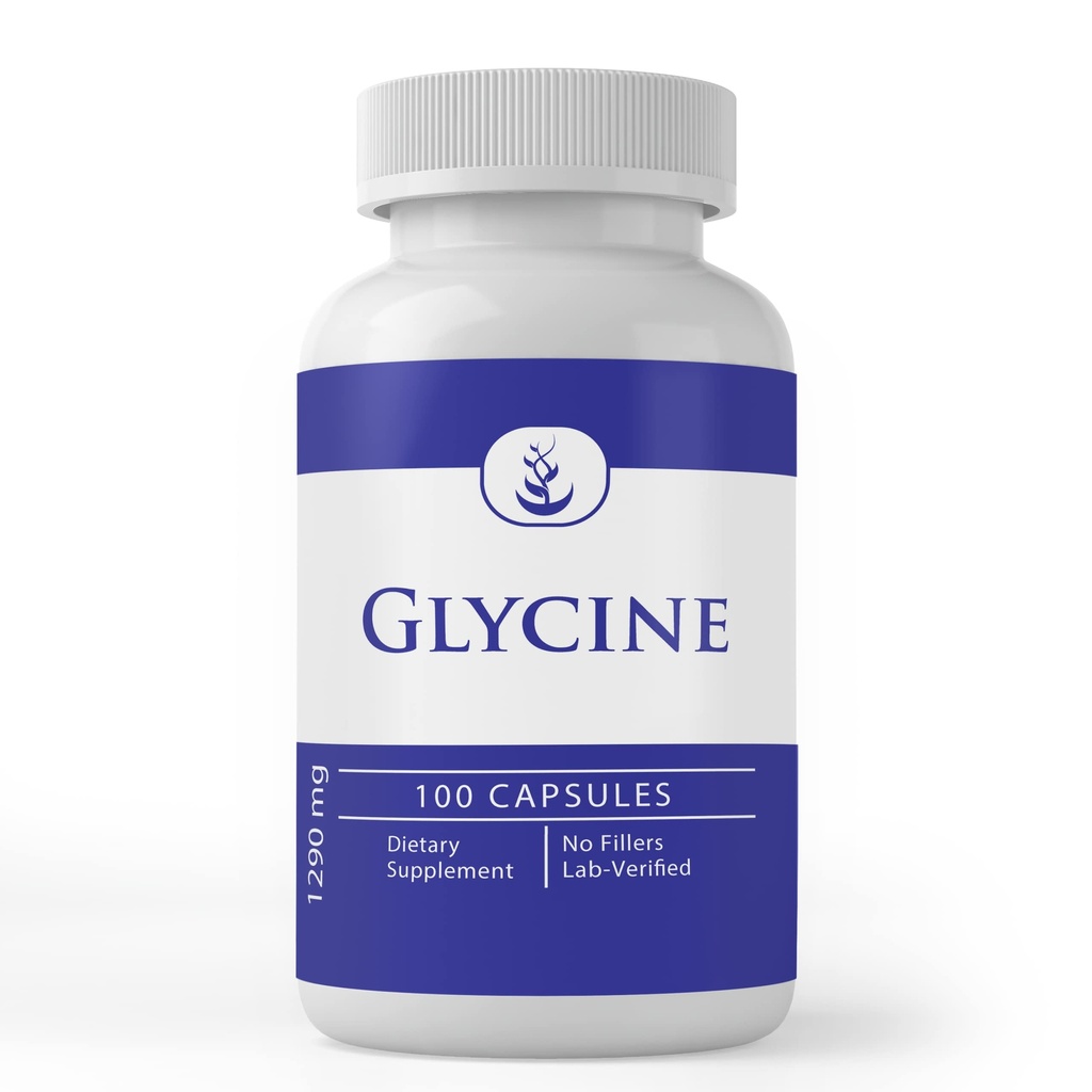 Ingredientes originales puros Glycine, (100 cápsulas) Puro, No aditivos o artillería, Lab Verified