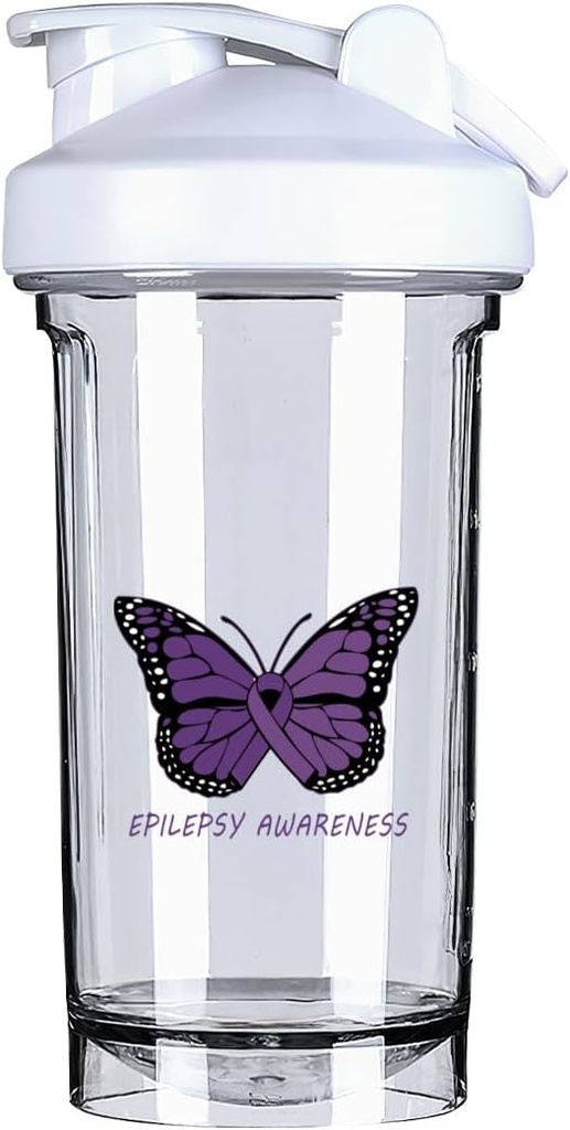 Epilepsia Conciencia 18 Ounce Shaker Bottle Drink Mixer Leak-proof Pre Workout Protein Shakes Meal Reemplazo Shakes Botellas 500ML/18 Oz Blanco