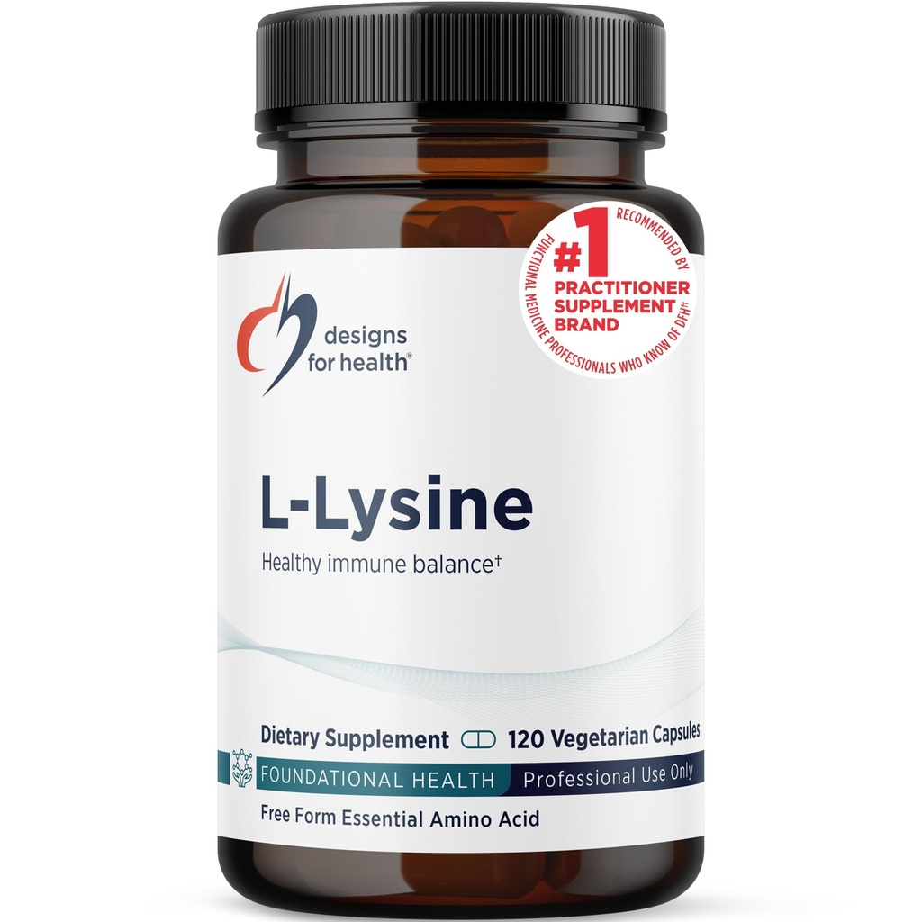 Diseños para Salud L-Lysine HCL Pills 1500mg - Amino Acid Lysine Hydrochloride Suplemento nutricional para Adultos - Immune + Bone Health Support - Vegan + Non-GMO (120 cápsulas)