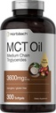 Horbäach MCT Oil Pills  3600mg ← 300 Softgel Capsules Silencio Keto Suplemento de Coconut  durable with Caprylic & Capric Acid ← Non-GMO, and Gluten Free