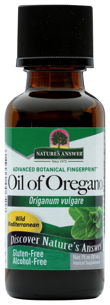 Respuesta de la naturaleza Óleo de orégano Hoja tóxica Apoyos Función Intestinal y Digestiva Salud y Bienestar general Promociona Buena Salud y Bienestar TENIDO Gluten-Free, Alcohol-Free &amp; No Preservatives 1oz