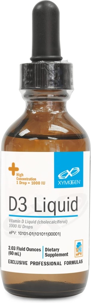 XYMOGEN D3 Liquid - Liquid Vitamina D gotas con Vitamina D3 para apoyar la salud inmune, bonificación + Heart Health - 1000 IU VIT D per Drop - Micro-Emulsified for Enhanced Absorption (2.03 oz / 1500 Servings)