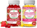 Lunakai Womens Multi y Collagen Gummies Combo - Suplementos naturales, sin gluten, sin jarabe de maíz 60 ct Collagen y 60 ct Multivitamin femenino - 30 días de alimentación