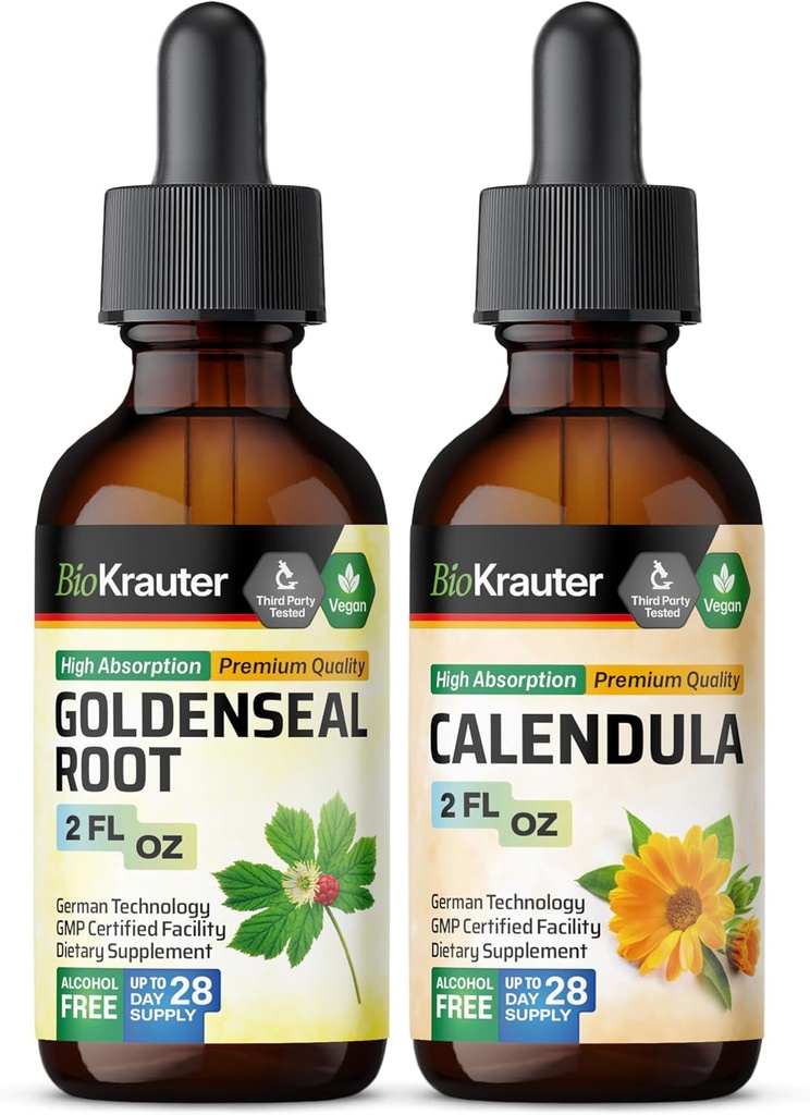 BIO KRAUTER Goldenseal Tincture 2 Fl. Oz. " Calendula Tincture 2 Fl. Oz.
