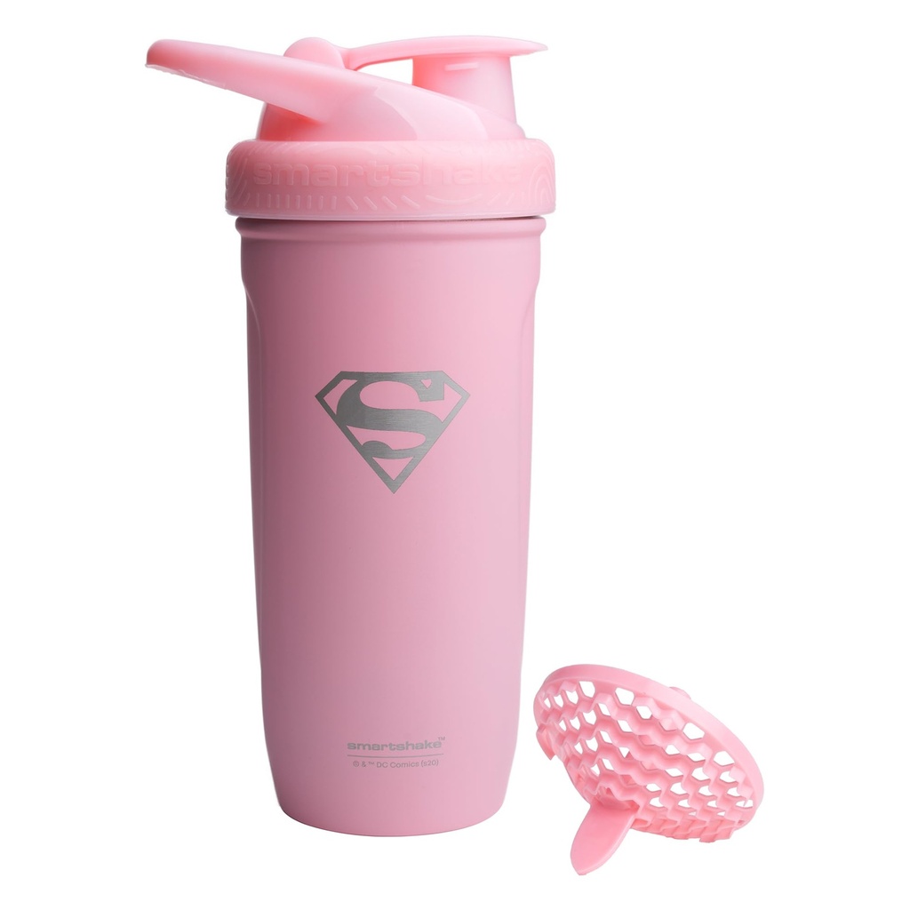 Smartshake DC COMICS Refuerzo Acero Inoxidable Protein Shaker Bottle 900 ml tención 30 oz - Leakproof Screw-on Lid - BPA Gratis – Unisex - No aislado - Supergirl Logo