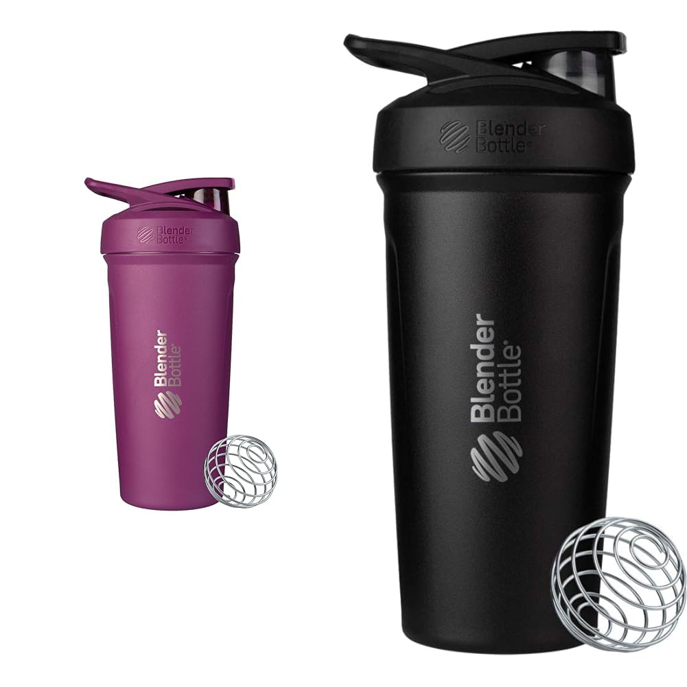 BlenderBottle 24-Once Copas de acero inoxidable con Wire Whisk, Plum y Negro