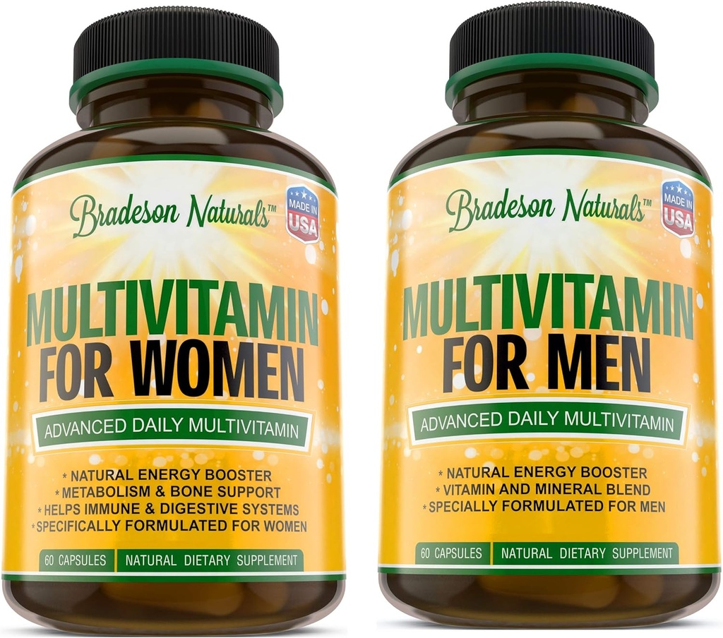 Suplemento multivitamínico femenino + Suplemento multivitamínico masculino. Vitaminas A C D E Complejo de vitamina B. Immune & Mujer Support. Mejora la salud cardiovascular y próstata. Energizante natural antioxidante