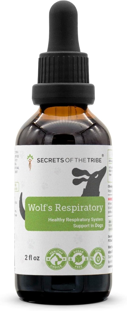 Wolf's Respiratory | Natural Herbal Dietary Supplement | Healthy Respiratory System Support in Dogs | Alcohol-Free Extract, Linden, Elder Flowers, Chamomile, Peppermint, Fennel 2 oz