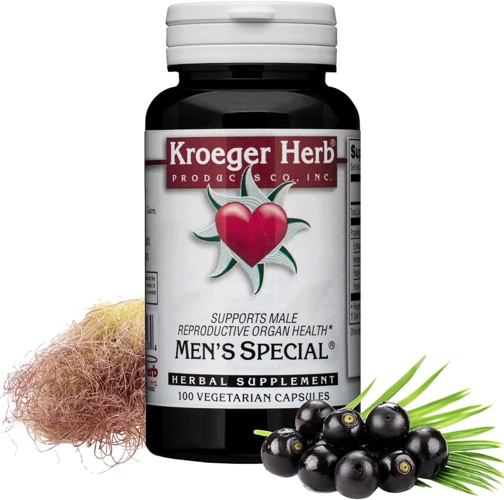 Kroeger Herb Products, Men’s Special ← Prostate Support Supplement for Men with Saw Palmetto, Black Walnut & Cornsilk ← Herbal Urinary Health Formula ← Made in USA