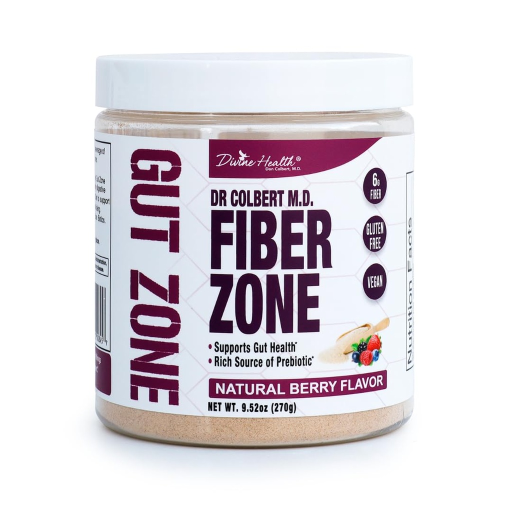 Dr Colbert MD Fiber Zone Powder ◾ Berry Flavor tóxico Prebióticos, Isoluble " Soluble Fiber Silencio Psyllium Husk Silencio Inulin Silencio recomendado en Keto Zone Diet " Healthy Gut Zone ← 9.52 oz