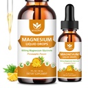 Gotas líquidas Glycinate de Magnesio con Citrato & Taurate - Cognición, Muscle & Focus, Suplemento Complejo de Magnesio Líquido con Vitamina D3, GABA, L-theanine, Pineapple Flavor - 1 Fl Oz (2 Pack)