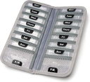 AM/PM Bi-Folding Pill Organizer + Suplemento Caso para OTC Medicina, Prescripción + Vitaminas - 14 Labeled Monday-Sunday Slide Lock Pouches, Grey Travel Pill Case
