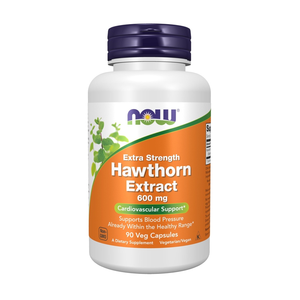AHORA Suplementos Alimentarios, Extracto de Hawthorn 600 mg, Fuerza Extra, Soporte Cardiovascular*, 90 cápsulas de Veg