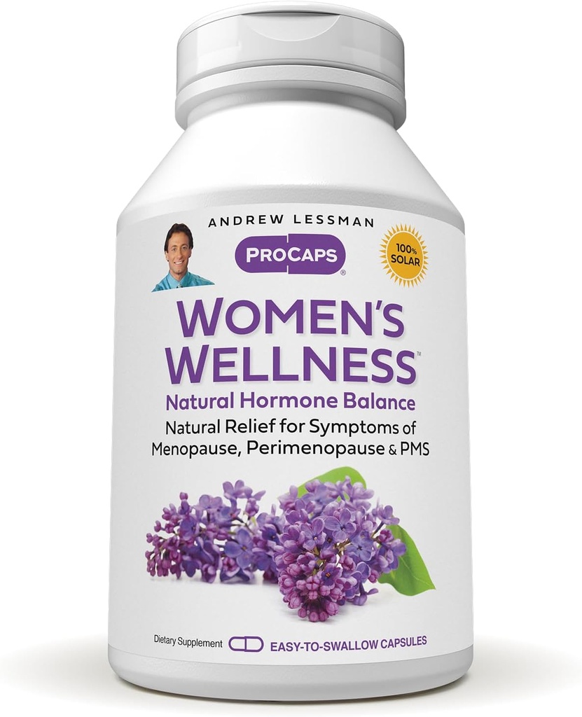 ANDREW LESSMAN Women’s Wellness 60 Capsules - Naturally Relieves PMS, Menopause and Perimenopause Symptoms, with Soy Isoflavones, EGCG, Cranberry, Broccoli and More. Easy to Swallow Capsules