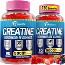 Creatine Monohydrate Gummies for Men & Women Pre Workout Gummies with Taurine, Vitamin B6 & B12 Creatine Monohydrate Chewable for Increase Strength, Energy, Endurance, Muscle, Organic (2 Packs)