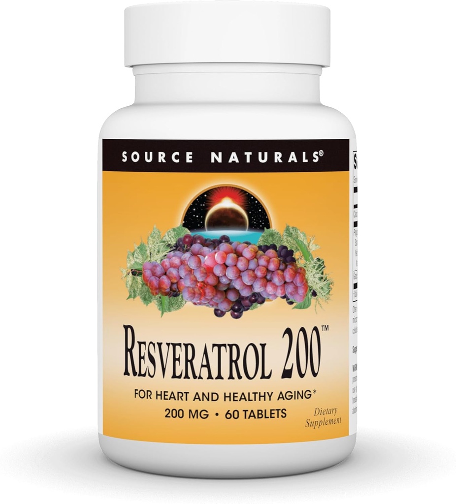 Source Naturals Resveratrol, for Heart and Healthy Aging* 200 mg - 60 Tablets