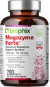 biophix Megazyme Forte 200 Tablets - Natural Plant Proteolytic Enzymes Nattozimes Serrazimes Supports Digestive System Immune Health