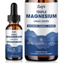 gotas líquidas Glycinate de Magnesio con Taurate & Citrato, Suplemento de Magnesio para el sueño, calma y relajación, con Potasio &amp; Omega-3, Fórmula de alta absorción, Blueberry Flavor, 2 Fl Oz