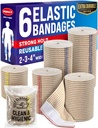 Wrap de Banda Elástica de alto rendimiento - 6 Pack (2x2in, 2x3in, 2x4in) - Auto-Cerrar Fuerte Compresión Bandage Wrap for Feet, Ankles, Wrists, and Knees