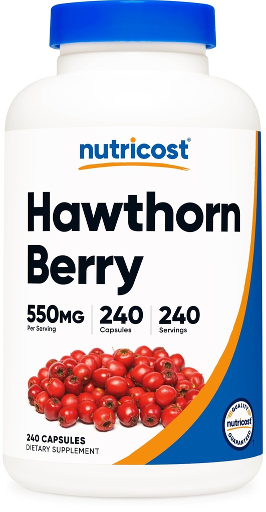 Nutricost Hawthorn Berry Capsules 550mg, 240 capsules, Vegetarian Friendly, Non-GMO &amp; Gluten Free