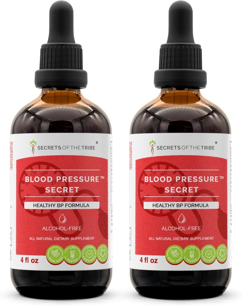 Secrets of the Tribe - Blood Pressure Secret, Healthy Circulation Formula, Herbal Supplement Blend Drops Alcohol-Free Liquid Extract (2x4 fl oz)