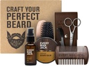 Every Man Jack Beard Grooming Kit for Men - Includes Sandalwood Beard Oil & Beard Balm, Beard Brush, Wooden Dual-sided Comb, Trimming Scissors and Mustache Comb