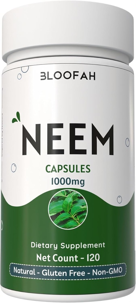 Neem Leaf Capsules 1000mg Powder ← Azadirachta Indica Leaf Herbal Suplemento  Non-GMO, Gluten-Free ← No Artificial Additives ← Fórmula Herbal Tradicional (120 Cuenta (Pack of 1))