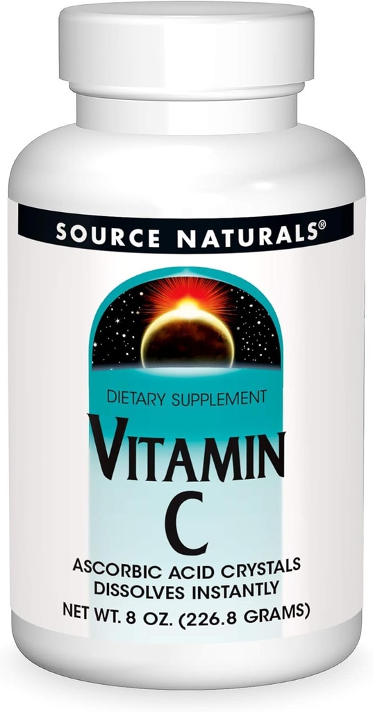 Fuente Naturals Vitamina C - Cristales Ácidos Ascórbicos Eso disuelve instantáneamente, Suplemento dietético - 8 oz