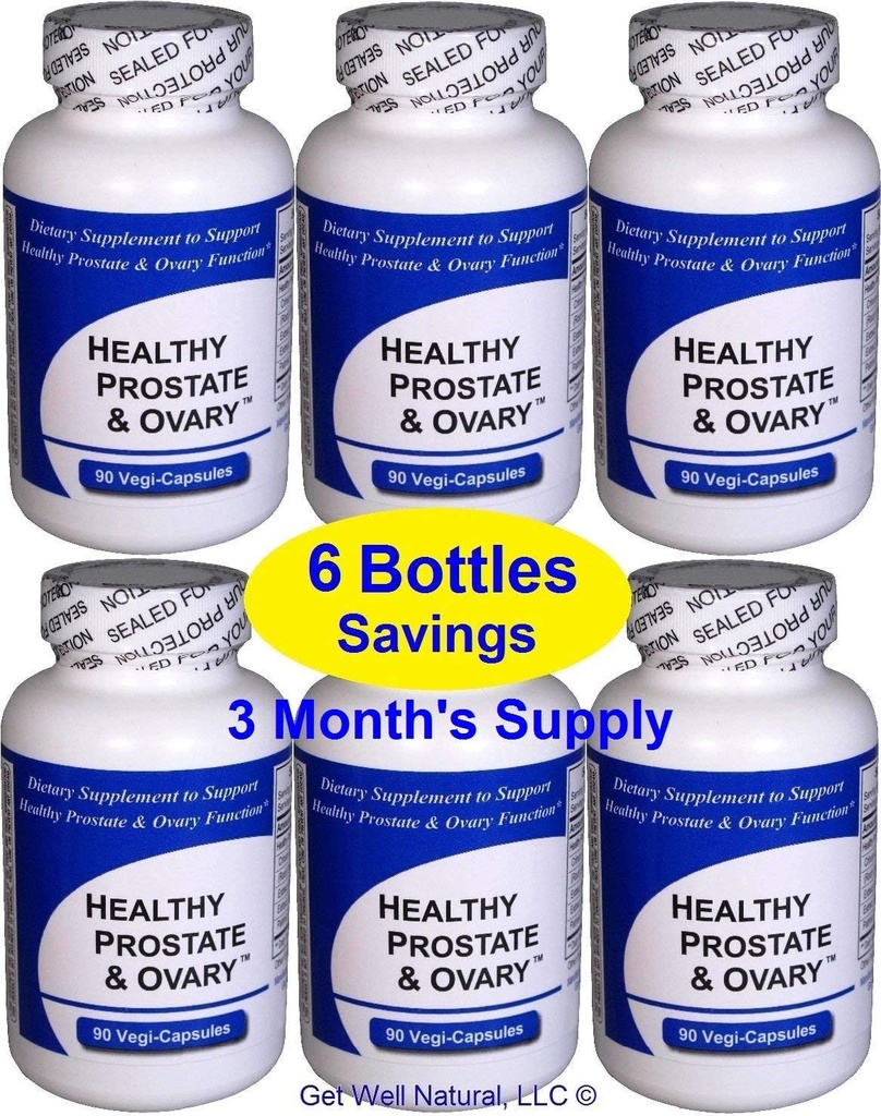 Prostata saludable y ovario (6 botellas Contiene un total de 540 cápsulas) - Hierba concentrada Blend - con Crinum Latifolium, Vegan Kosher Caps. Herbs de próstata para soporte óptimo*