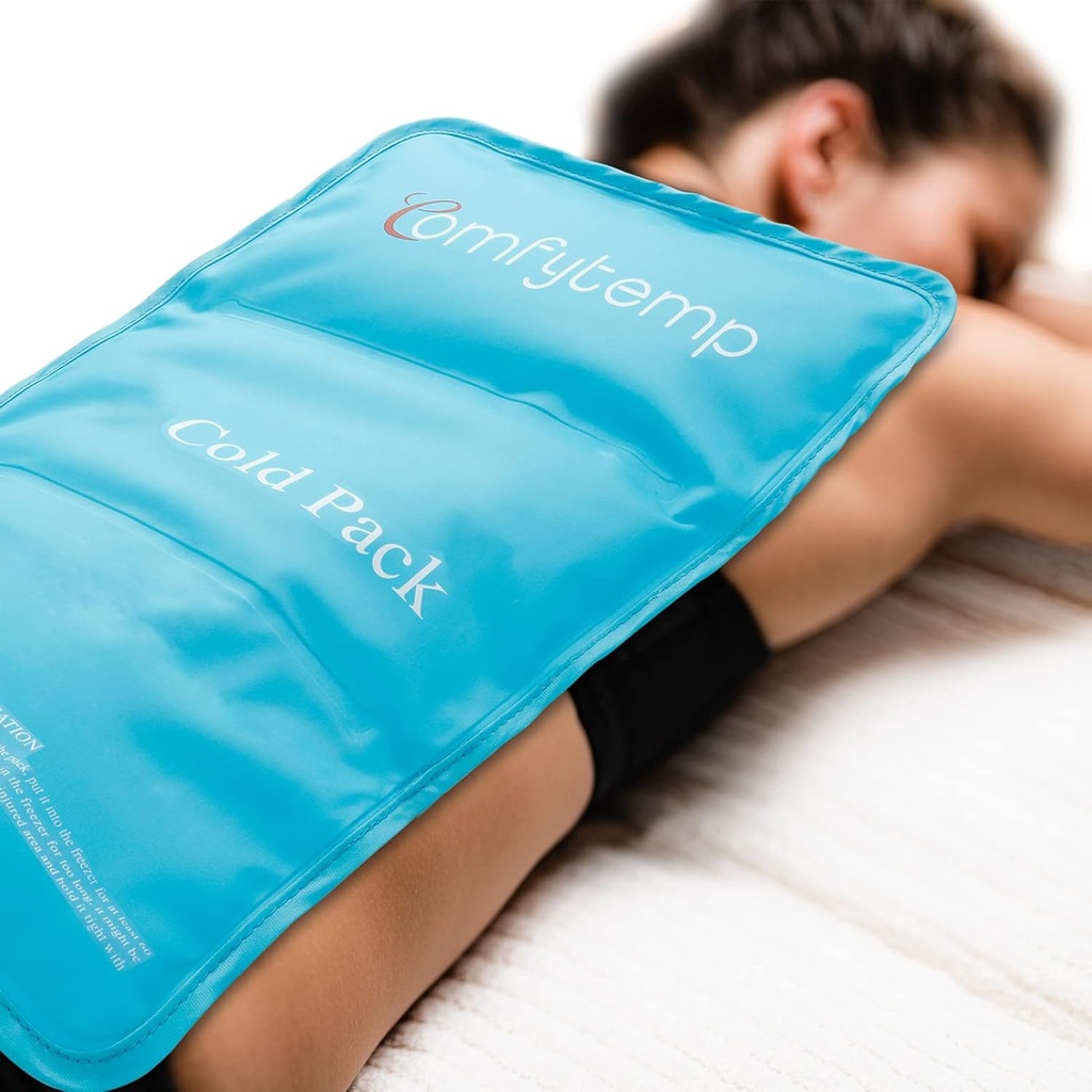 Comfytemp Gran paquete de hielo para el alivio de dolor de espalda, 13.5" x 21.5" Reutilizable Gel Terapia de compresión caliente y fría para lesiones corporales completas, hinchazón, espinillas, cirugía, espalda, cadera, piernas, FSA Aprobado