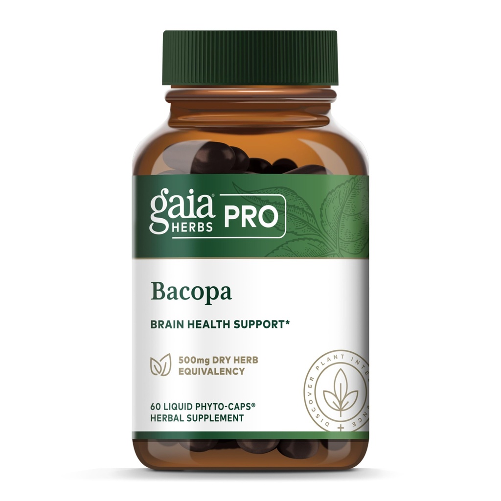 GAIA HERBS PRO Bacopa - Salud cerebral " Apoyo nootrópico - 60 Phyto-Caps líquidos (30 Servimientos)